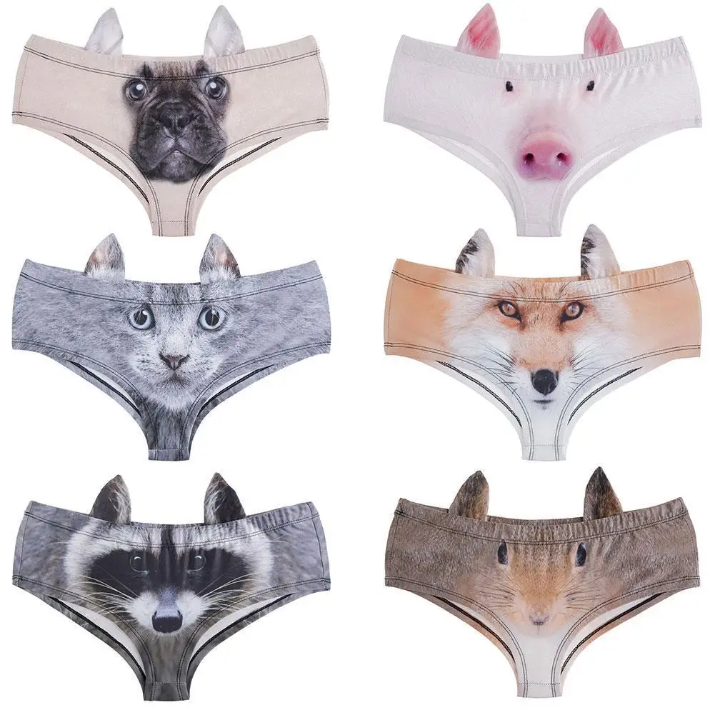 

3D цифровые Симпатичные ушные трусики с животным принтом женские трусики Z8A4