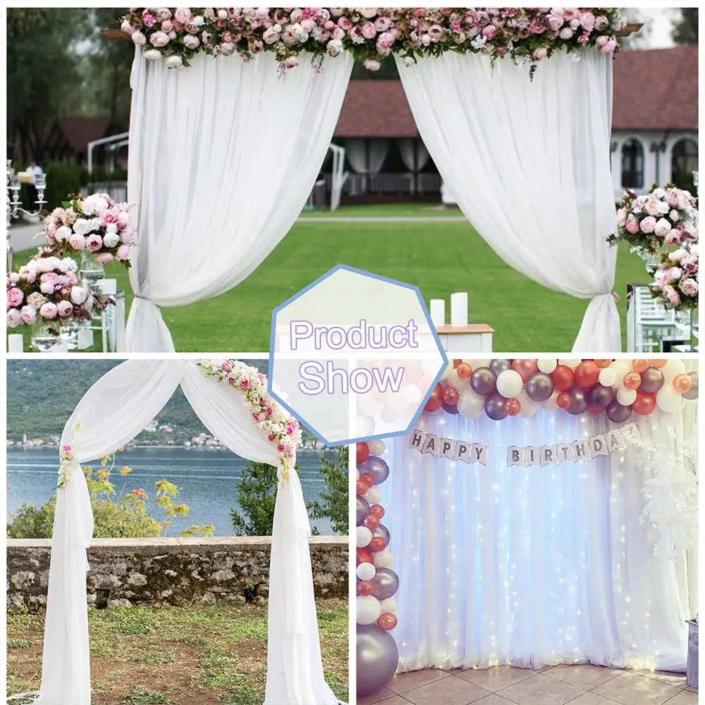 

1pc/2pcs Elastic Chiffon Outdoor Drapery For Wedding Decoration Stage Background Cloth Gauze Curtain
