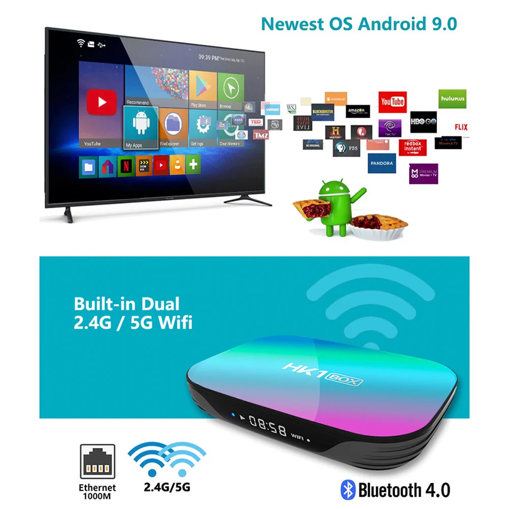 Tv Box HK1 BOX 8K Amlogic S905X3 4GB RAM 64GB HK1Box Android 9.0 HK1BOX 2.4GHz &amp 5GHz 128GB Wifi Bluetooth TV | Электроника