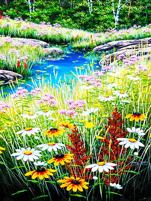 

Diy Diamond Painting Natural Biological Plant Wild Flower Small Daisy Pure and Beautiful Girl Bedroom Porch Hanging Painting