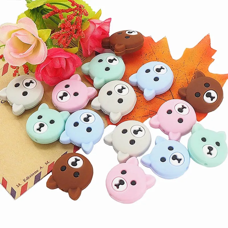 Chenkai-Cuentas de silicona para morder, juguetes de lactancia para beb&eacute;, chupete, accesorios de cadena, sin BPA, 10 Uds.-0