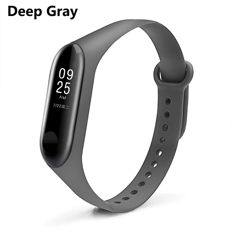 Deep Gray BOORUI mi band 4 ремешка модный новейший mi band 3 ремешок силиконовый водонепроницаемый ремешок Замена для xiaomi mi band 3 4 band - Цвет: Deep Gray
