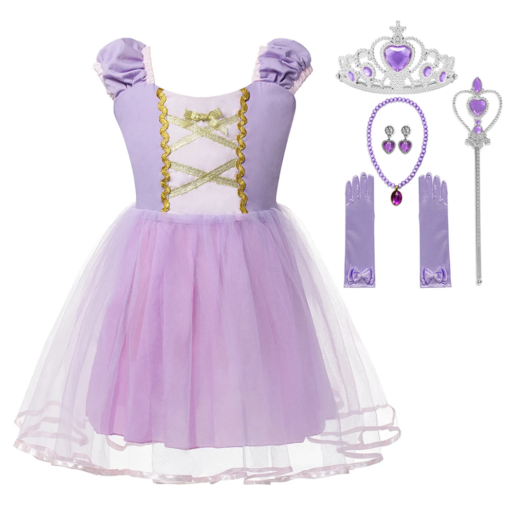 

Tangled Princess Dress Cosplay Costume for Toddler Girls Clothes Short Sleeve Kids Birthday Party Dresses