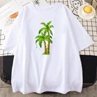 Женские футболки с принтом пальмового дерева, брендовая Милая футболка, весна-лето уличная одежда с мотивами из аниме