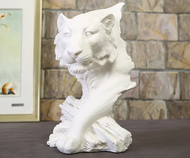 Европейская статуя из смолы 20X10X36CM голова тигра скульптура кабинет украшения для