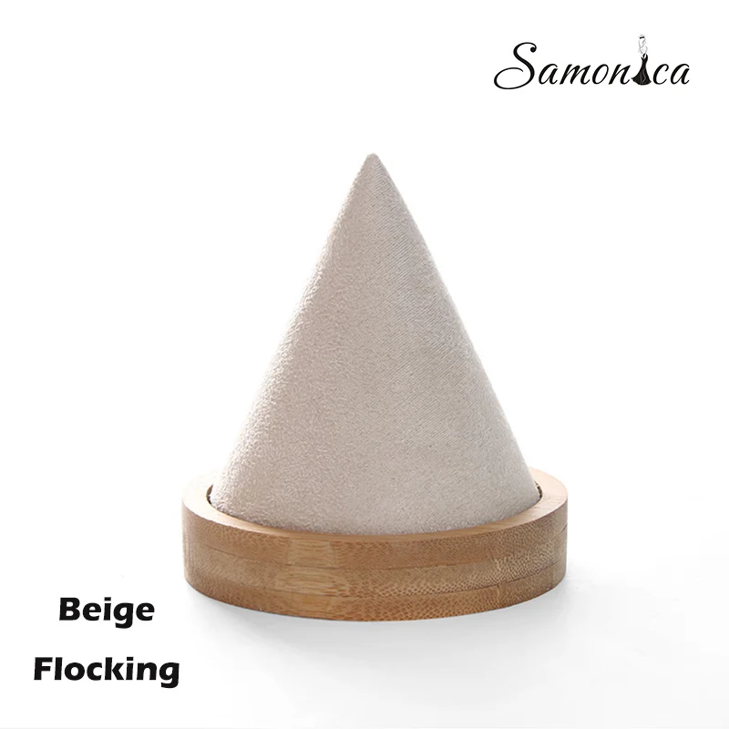 Beige Flocking Кольца для вышивки снизу острый ювелирный дисплей стойка Подставка для хранения кронштейн Часы Браслет Дисплей Органайзер ювелирные изделия счетчик дисплей - Цвет: Beige Flocking