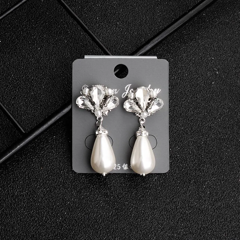 Женские серьги подвески с искусственным жемчугом Стразы ручной работы свадебные