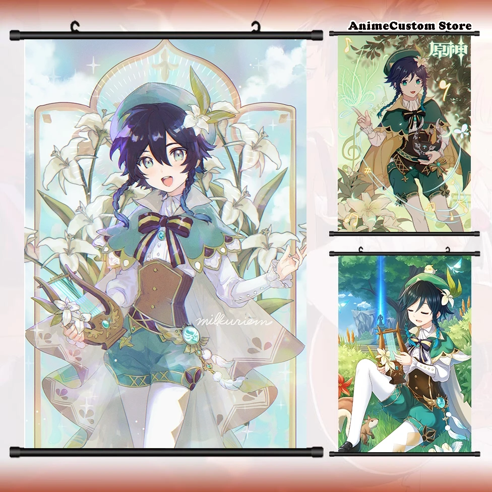 

Game Genshin Impact Barbatos Persona HD Wall Scroll Roll Painting Poster Hang Poster Home Decor Collectible Decoration Art Gift