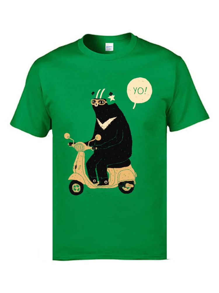 Крутая футболка с изображением скутера медведя райдера хлопковая ткань на День