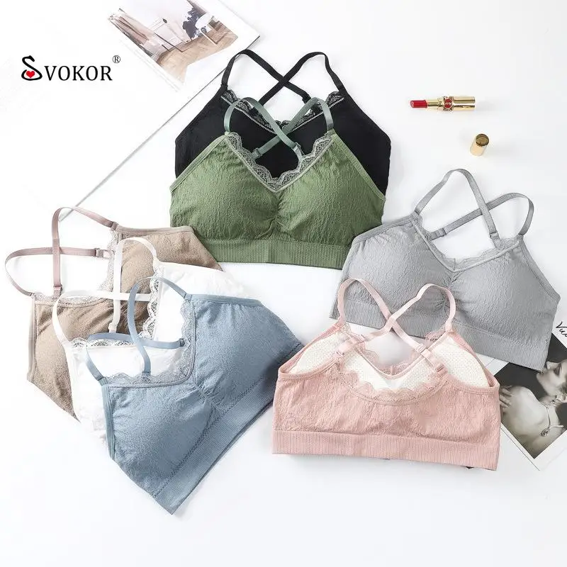 

Бесшовный Женский спортивный бюстгальтер SVOKOR без косточек, противоударный бюстгальтер с V-образным вырезом, цельный удобный мягкий бюстгал...