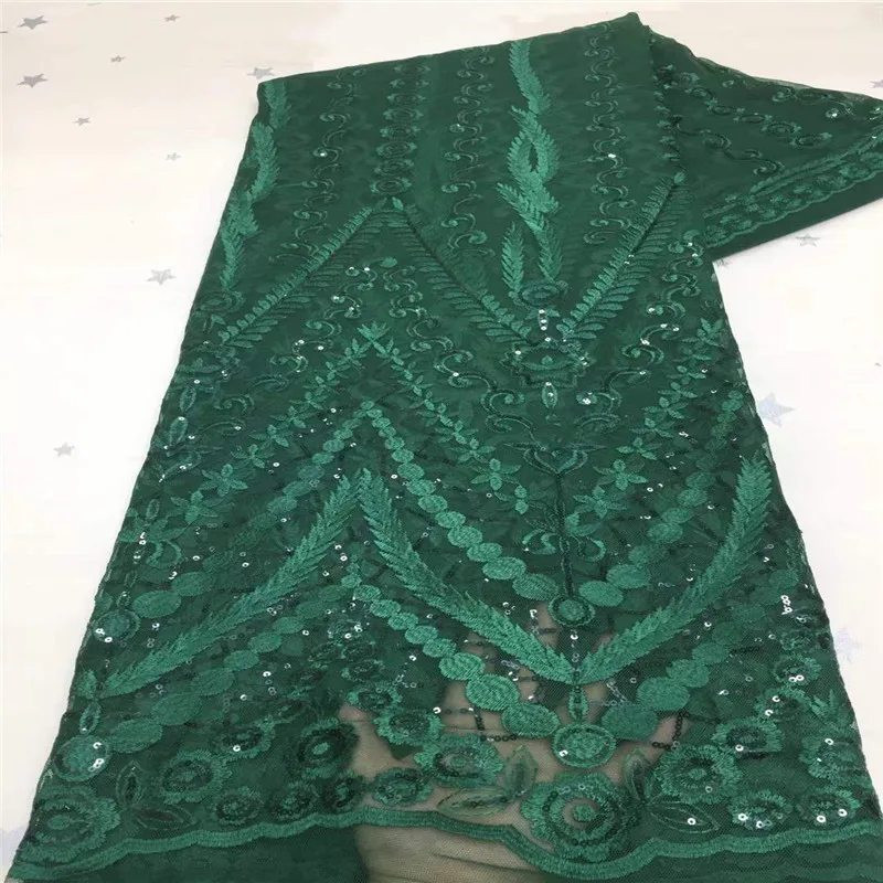 

Black Latest African Net Lace Fabric 2021 green High Quality Sequins Nigerian Lace Fabrics 5Yards French Tulle Lace Material