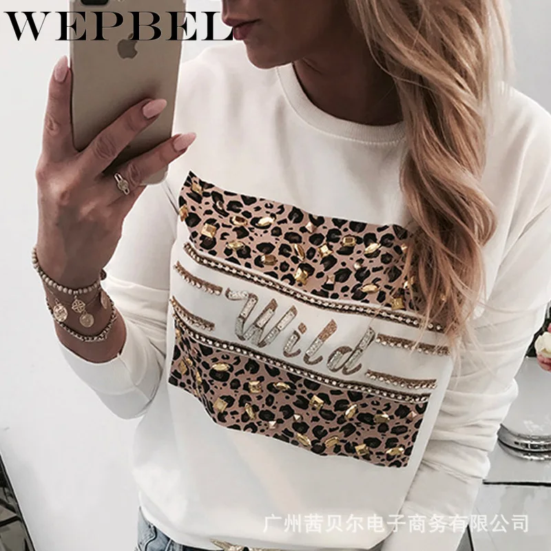 

Mandylandy Womens Loose Leopard Diamond Print Long Sleeve Hoodie Sweatshirt 2021 Lady Spring Autumn Slouch Pullover Jumper Tops