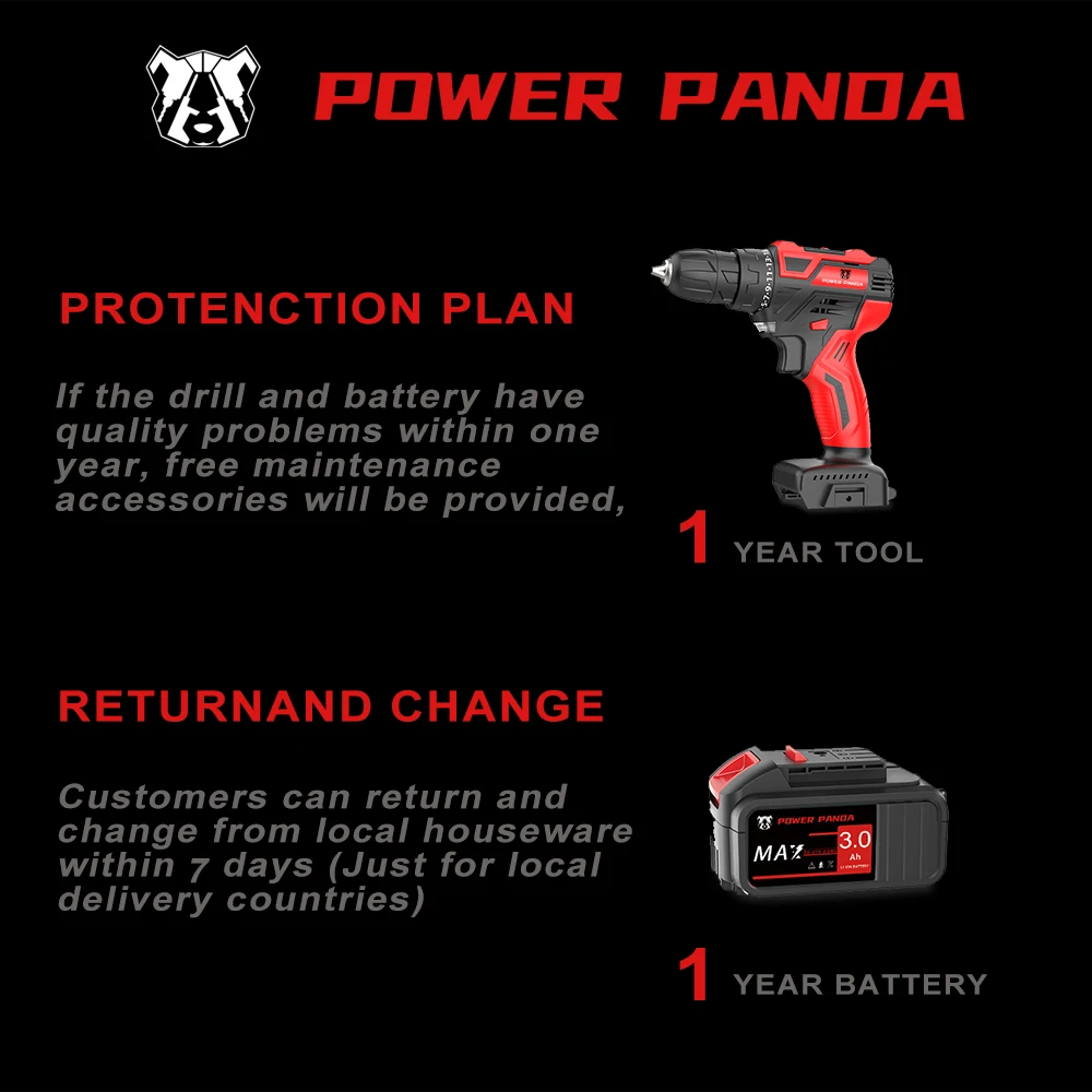 Аккумуляторная дрель-шуруповерт Power Panda 21 в литий-ионная батарея 25 + 1 настройки |