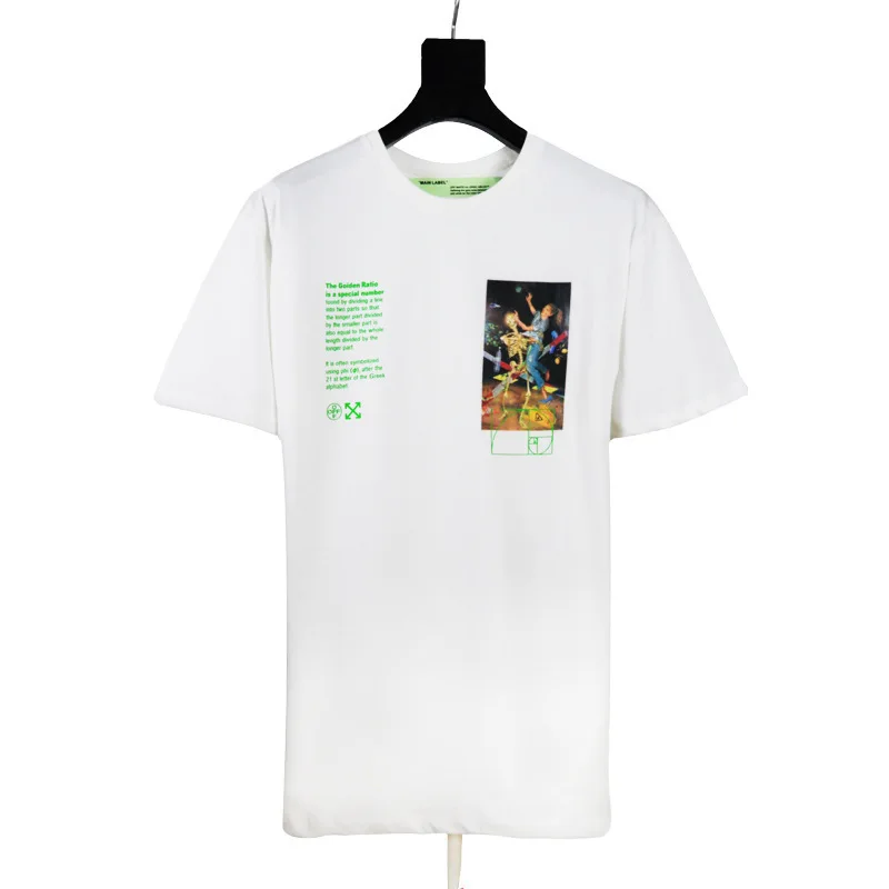 

Correct version 20ss ow skull girl oil painting Short Sleeve Tee men's and women's loose short sleeve T-shirt high quality