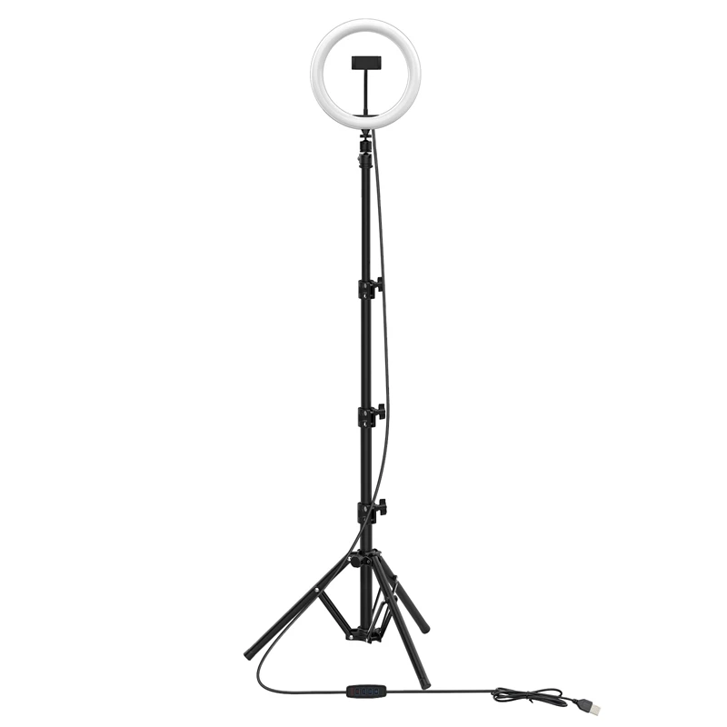 

Top 10-Inch Ring Light with Tripod Dimmable LED Ring Light 1.53M Folding Tripod for Real-Time Video Selfie Recording Kit
