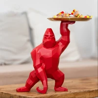 creative resin sculpture tray king kong home decoration simulation gorilla figure statue living room decor desktop decorate