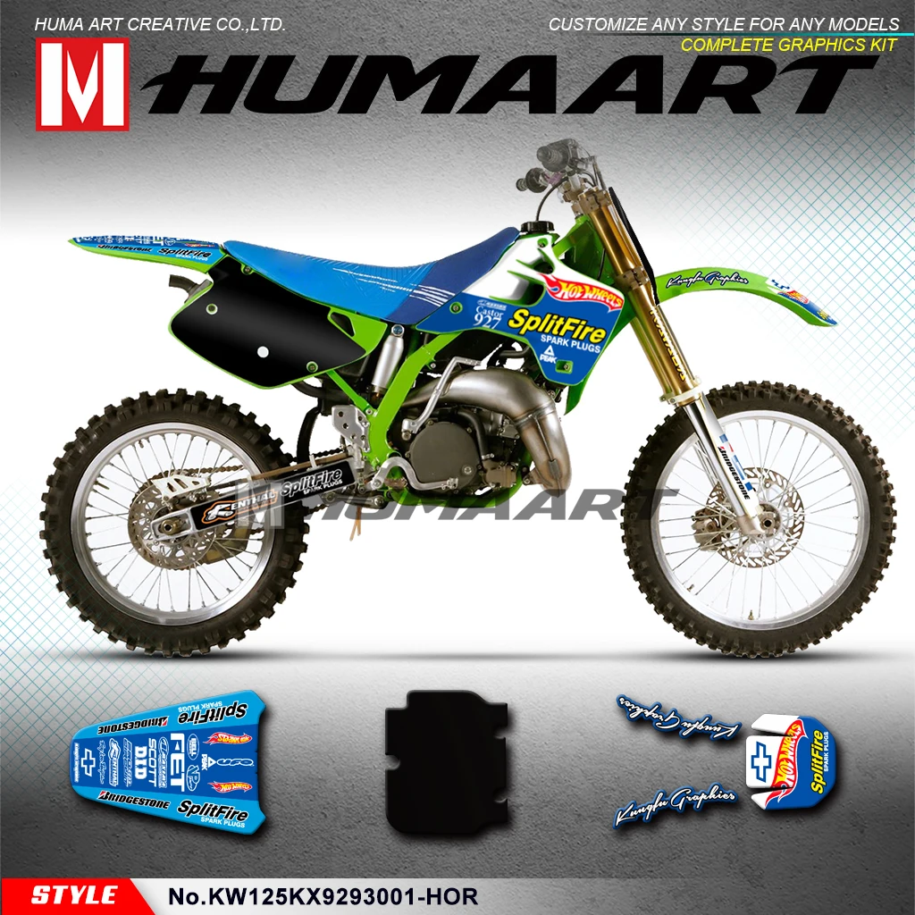 

HUMAART Off-road Stickers MX Graphics Vinyl Wraps for KX 125 250 KX125 KX250 1992 1993, Customizable