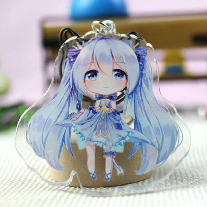 Hatsune Мику акриловый брелок Luo Tianyi аниме подвеска автомобильные аксессуары японский прозрачный брелок игра зеленый лук Брелок - Цвет: 4