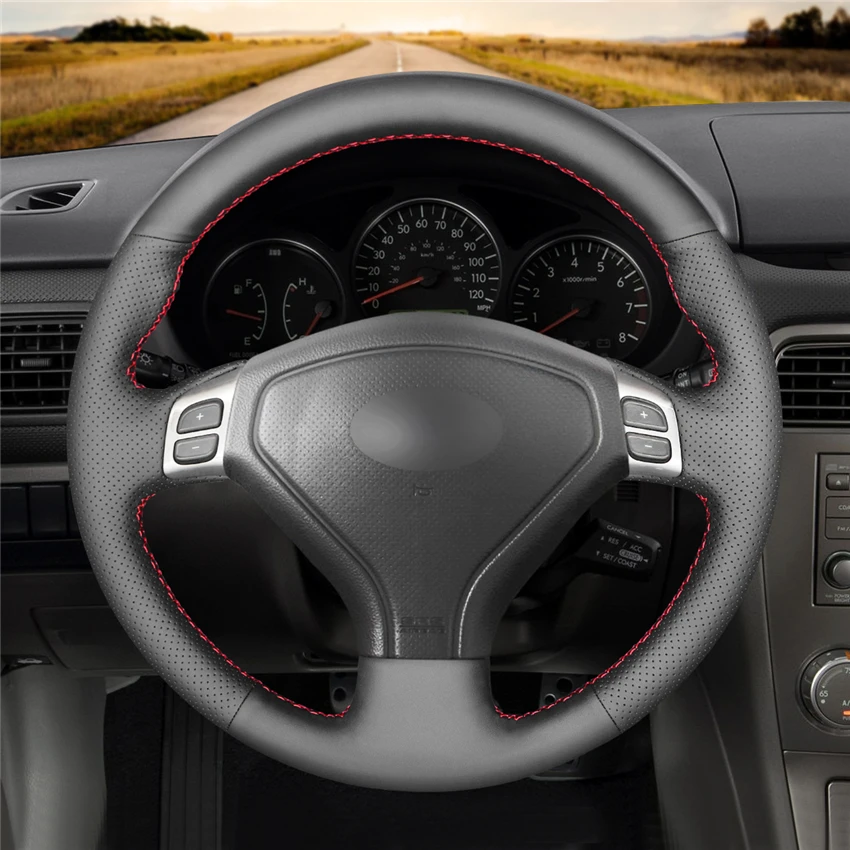 Черный чехол рулевого колеса автомобиля MEWANT из натуральной кожи для Subaru Forester 2005