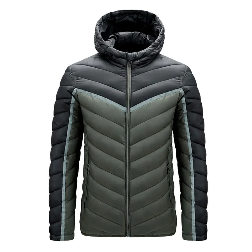 

Casual Cotton Hooded Mens Winter Jacekts Autumn Winter Patchwork Color Black Blue Regular Fit Thick Men's Parka Coat Casacos