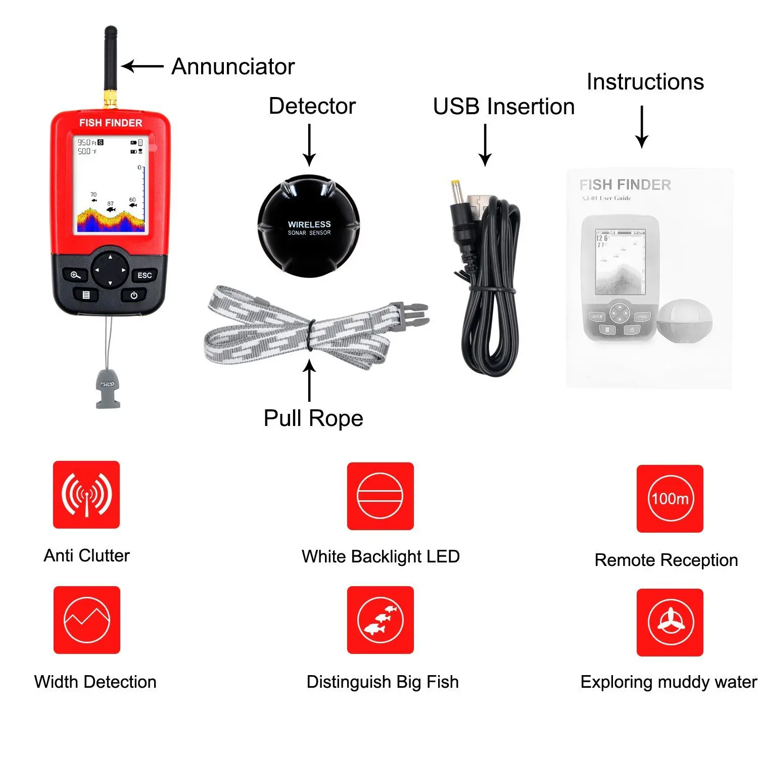 

Portable Sonar Fish Finders Fishing lure Echo Sounder Fishing Finder Lake Sea Fishing