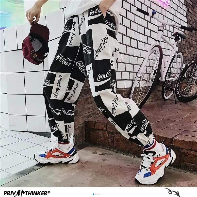 Мужские брюки шаровары Privathinker в стиле хип хоп повседневные с буквенным принтом