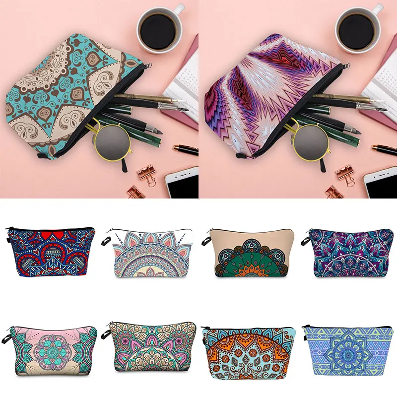 

Multifunction Makeup bag Women Mandala Flower Print Cosmetic Bags Makeup Bag Water Resistant Organizer Bag Traval Beauty Bag
