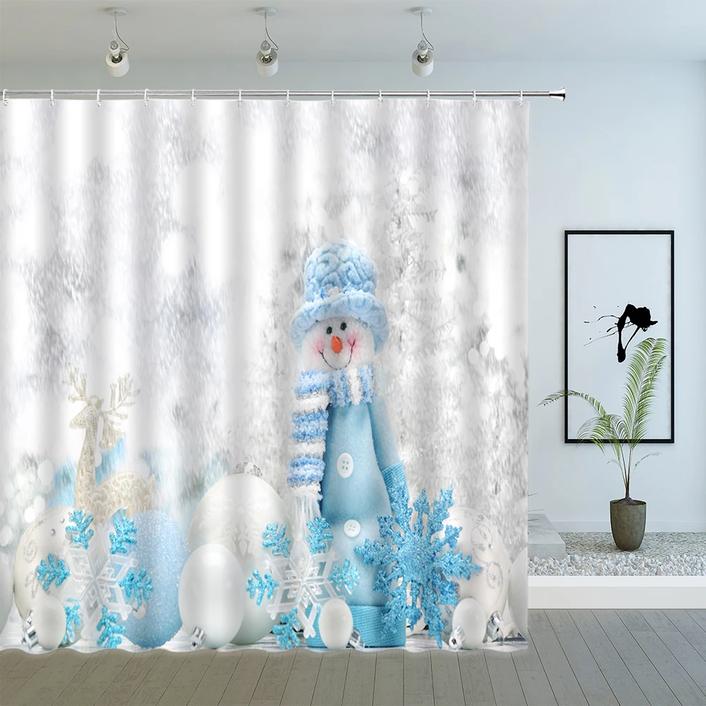 Cartoon Christmas Shower Curtains Santa Claus Snowman Winter Snow Scenery Xmas New Year Bathroom Decor Cloth Curtain Sets Cheap | Дом и сад