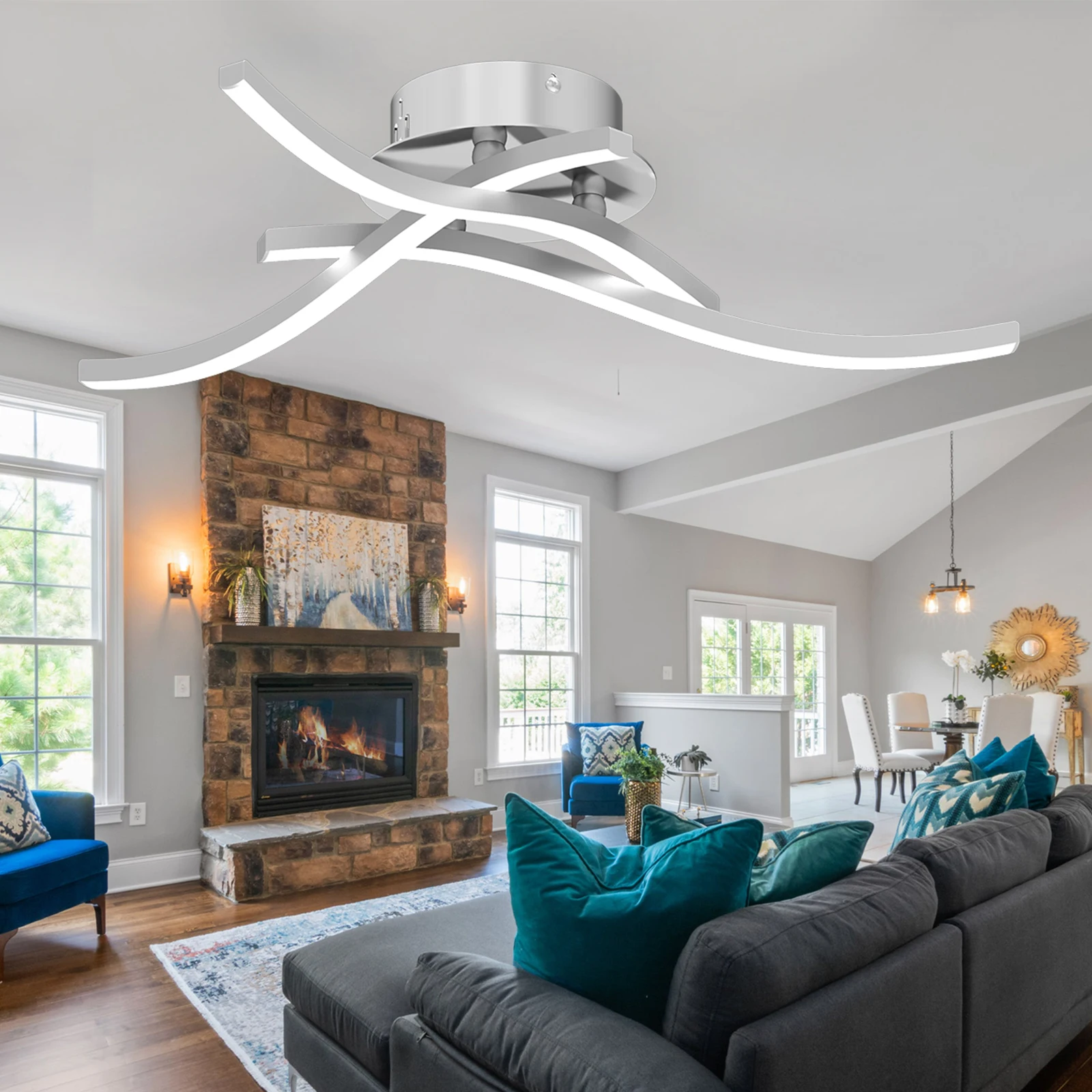 $11.68 LOEFME LED Interior Lighting Ceiling Light Lamp Wave Arc Kitchen Room Lights Ceiling Modern Minimalist Dining Room Ceiling Lamps