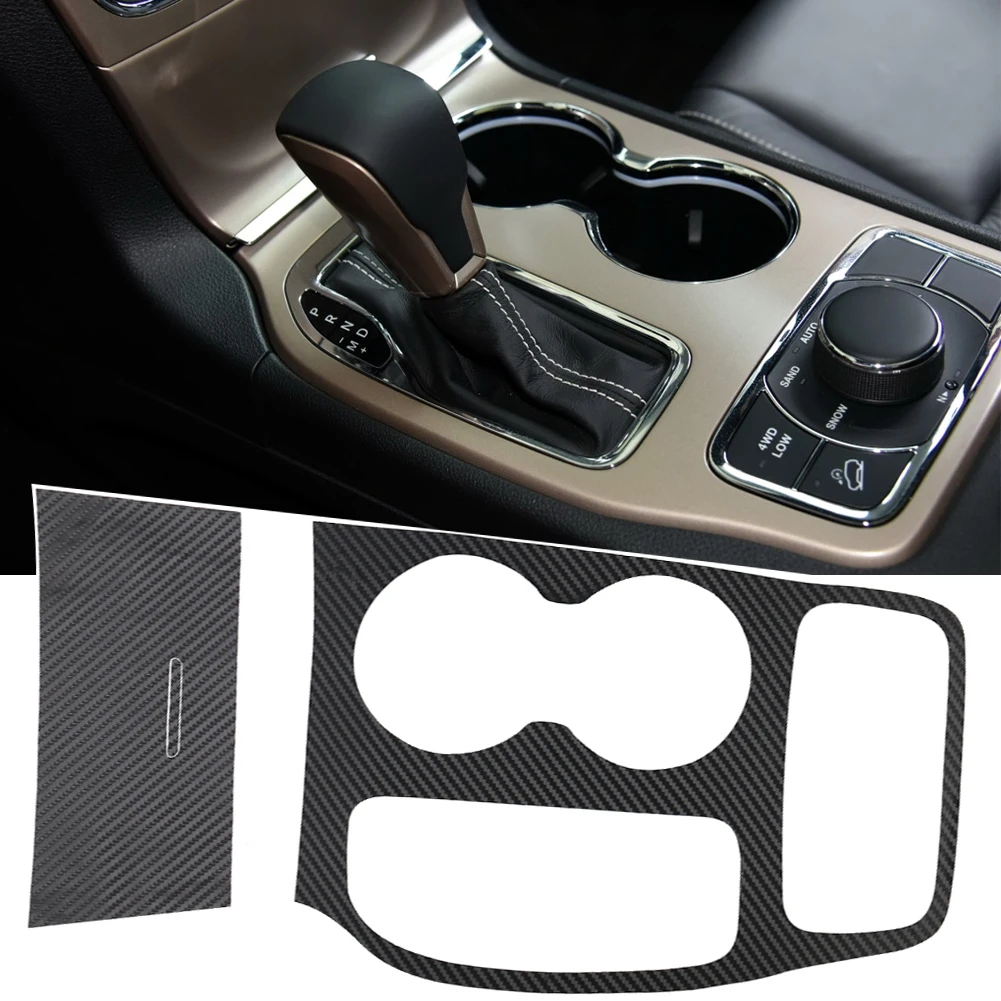 

Carbon Fiber Sticker For Jeep Grand Cherokee 2014-2018 Car Gear Shift Panel Water Cup Holder Panel Frame Cover Trim Car Styling