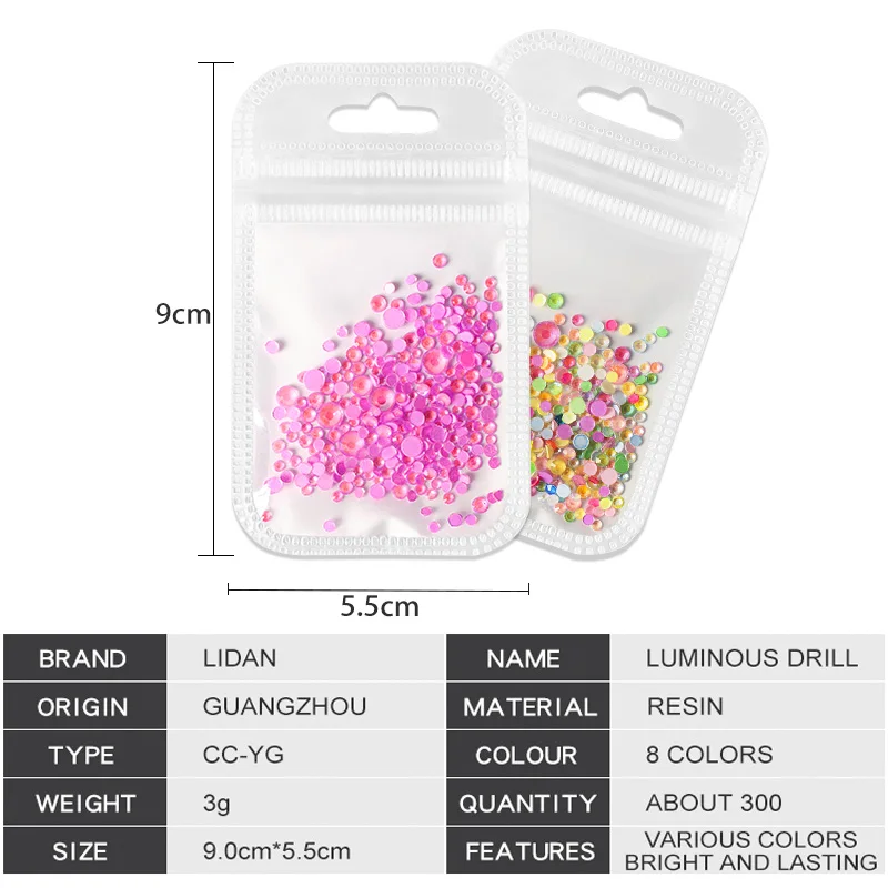 3D красочные светящиеся блестящие драгоценные камни жемчужное украшение