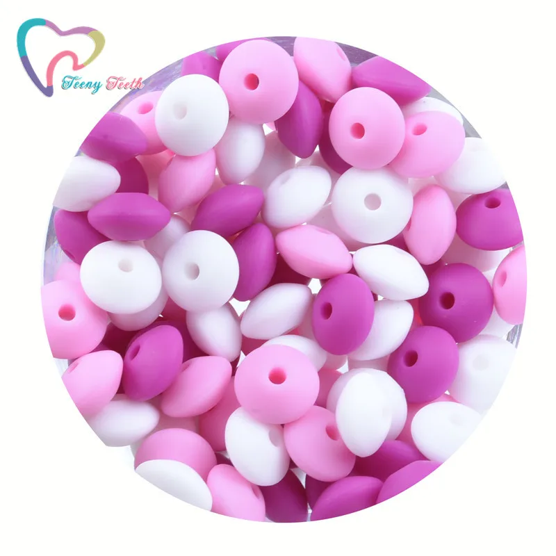 

100 pcs Loose Silicone Beads Abacus Lentils 12*6mm Diy Teething Jewelry Bpa Free Baby Pacifier Chain Silicone Beads