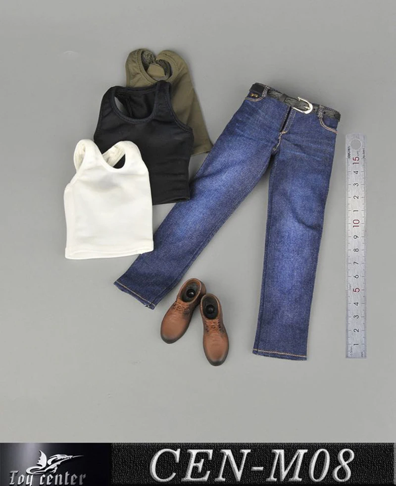 

Toy center 1/6 Scale Sports Vest and Jeans Clothe Suit with Shoes CENM08 Fit 12" Male Soldier Action Figure Body Toys