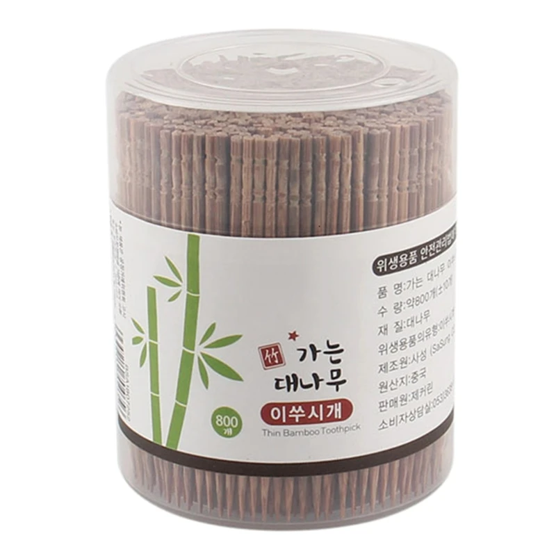 

800Pcs Disposable Carbonized Wooden Toothpicks Single-Head Pointed Cocktail Picks with Dispenser Teeth Cleaning Skewers