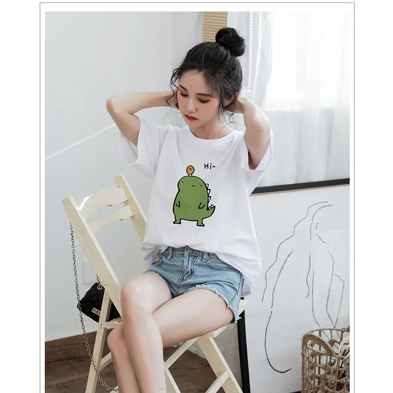 

Summer fun printed cotton short sleeve T-shirt girl student half sleeve Korean loose top girl