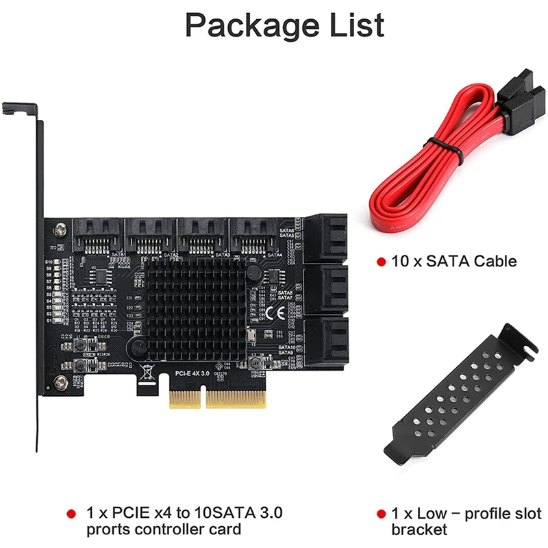 10 портовая карта pcie sata с 10 кабелям
