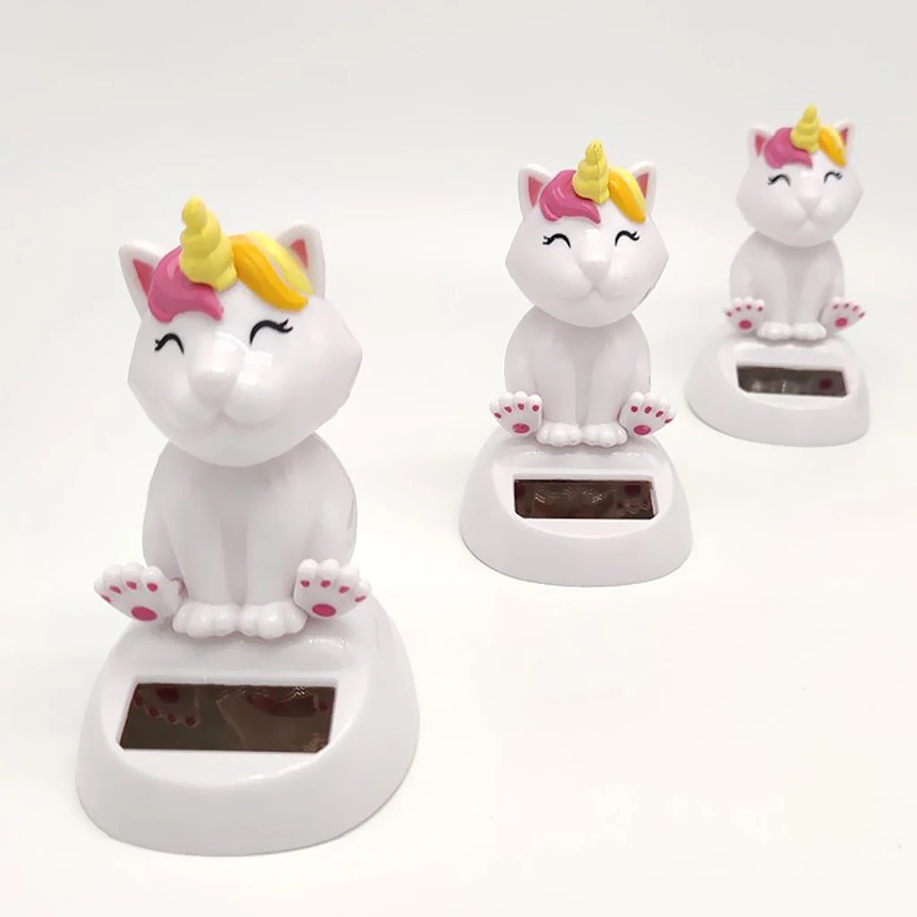 

Solar Powered Cartoon Cat Unicorn Doll Kids Toy Home Decor Ornament Gift