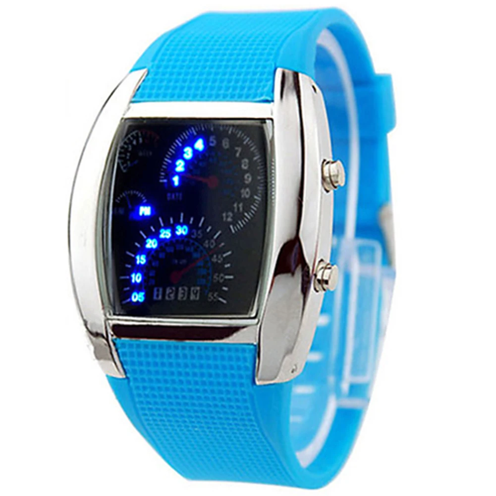 HOT SALES!!! Fashion Men's Women's Sport LED Dashboard Pattern Dial Digital Wrist Watch Gift Digital LED Sports Watch Gifts Mens