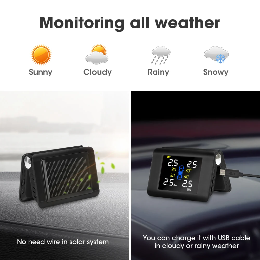 Система контроля давления в шинах TPMS СВЕТОДИОДНЫЙ цветной большой экран зарядка