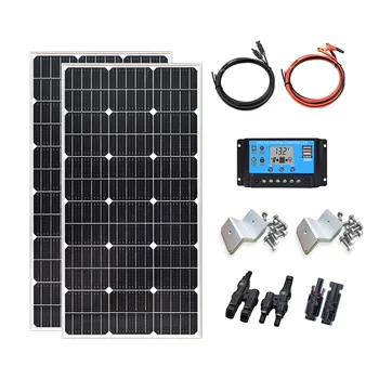 200w Solar Panel 2pcs 100 Watt 12 Volt 24 Volt Monocrystalline, 2-Pack Compact Design & Solar Panel Connector Assembly Tool