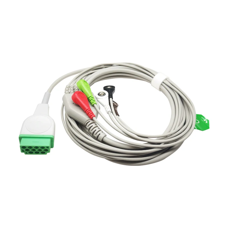 Кабель ЭКГ цельный 5 свинцовых проводов 11 контактов защелка 4 0 стандарт AHA для
