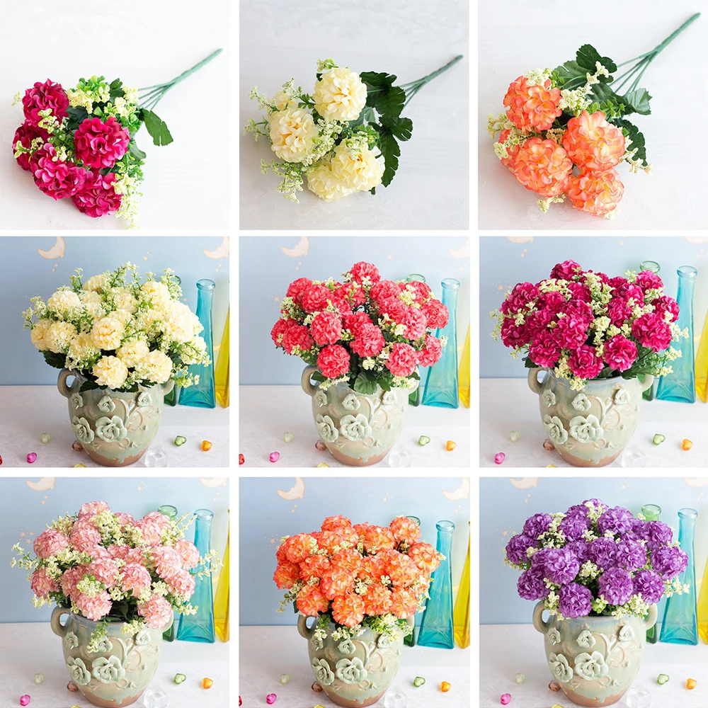 5 раздвоенных хризантем новый осенний искусственный цветок украшение