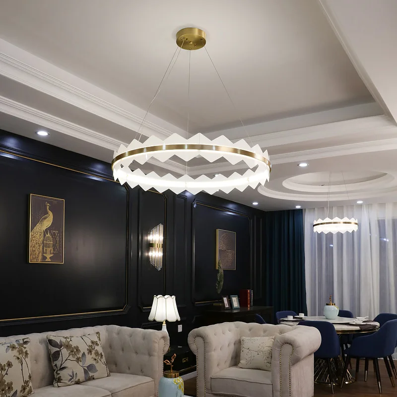 FKL современный круглый золотой Лофт люстра светильник ing вилла лестницы