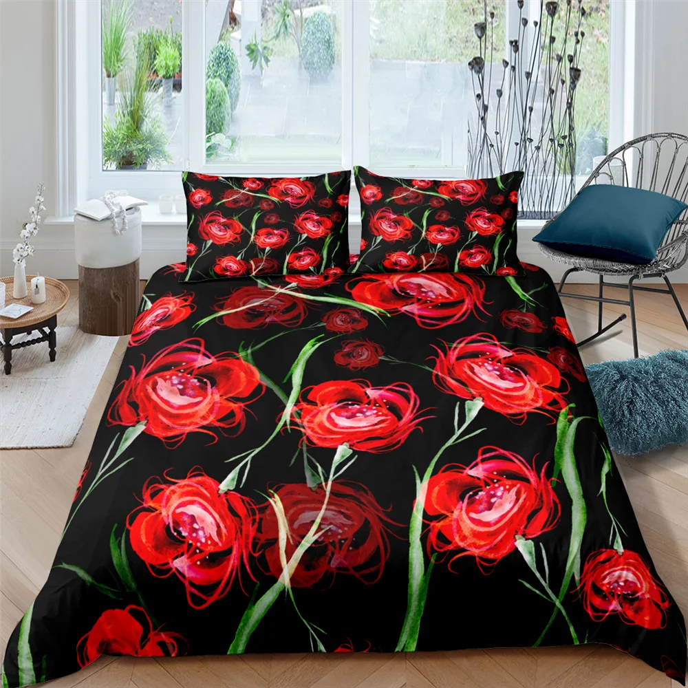 

2021 Duvet Cover King Size Queen Size Comforter Cover Sets 2/3pcs digital printing flower luxury home textiles 3d bedding set