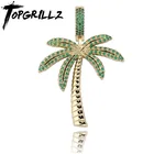 Кулон и ожерелье TOPGRILLZ с кубическим цирконием и кокосовым деревом, украшение с покрытием золотистого и серебристого цвета в стиле хип-хоп, мужская бижутерия