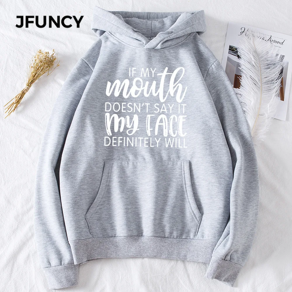 

JFUNCY Autumn Winter Women Thick Pullovers Casual Loose Coats Woman Long Sleeve Hooded Sweatshirt Printed Fleece Sportswear