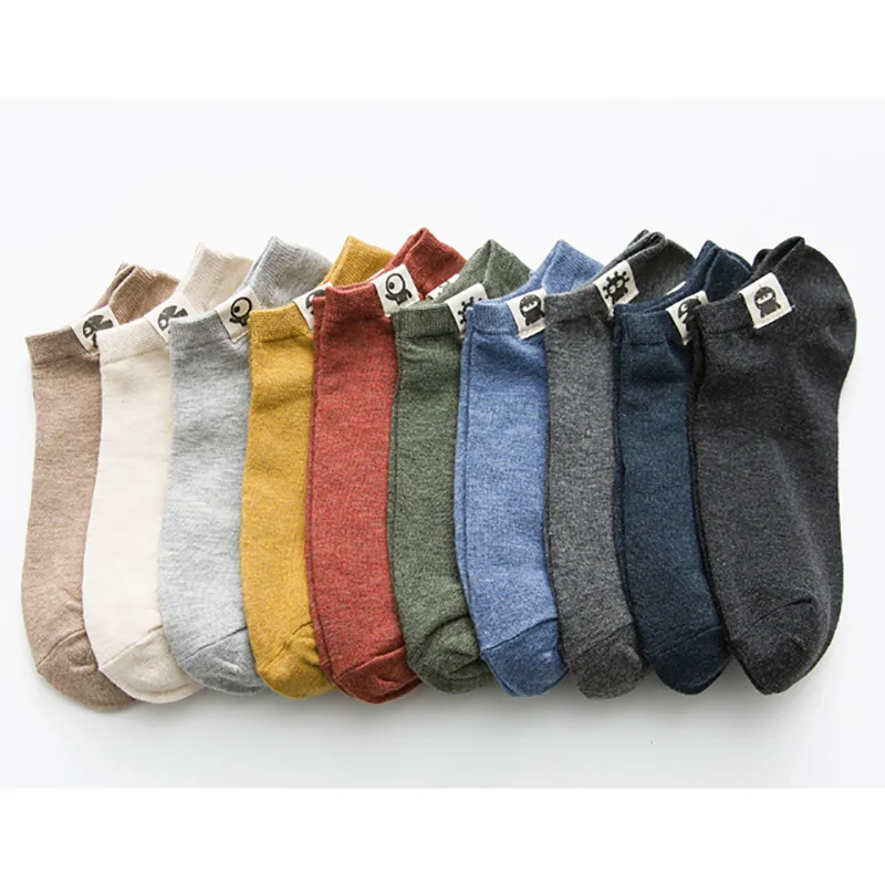 

10 Pair/lot Fashion Happy Men Boat Socks Sport Solid Color Unisex Casual Male Ankle Sock slippers Meia High Quality Wholesale