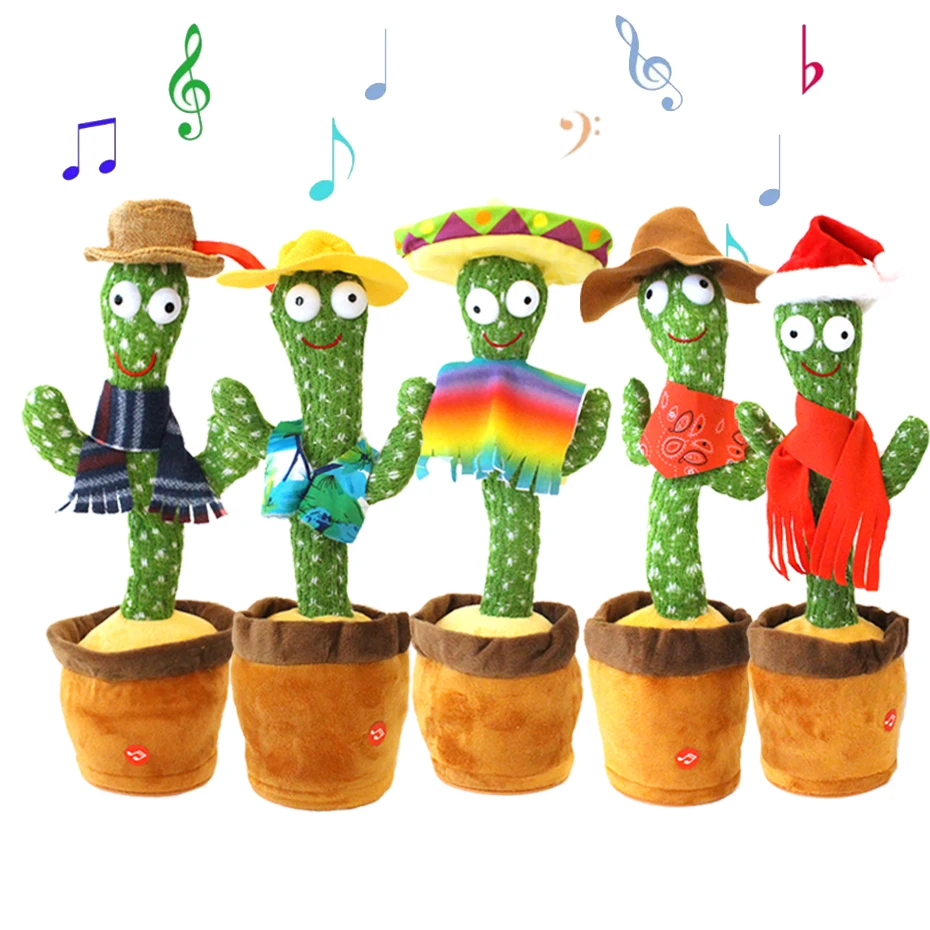 

Dancing Cactus 120 Song Speaker Talking USB Charging Voice Repeat plush Cactu Dancer toy talk Plushie Stuffed toys for Baby Girl