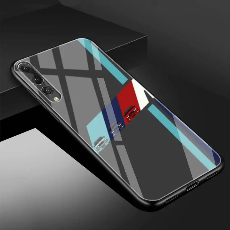 

Bmw Blue Red Sport Car Phone Cases Tempered Glass For Huawei P9 10 10plus 20 20Pro 30mate9 10 20 20Pro Honor8X 9 10 V10 Nova3I 5
