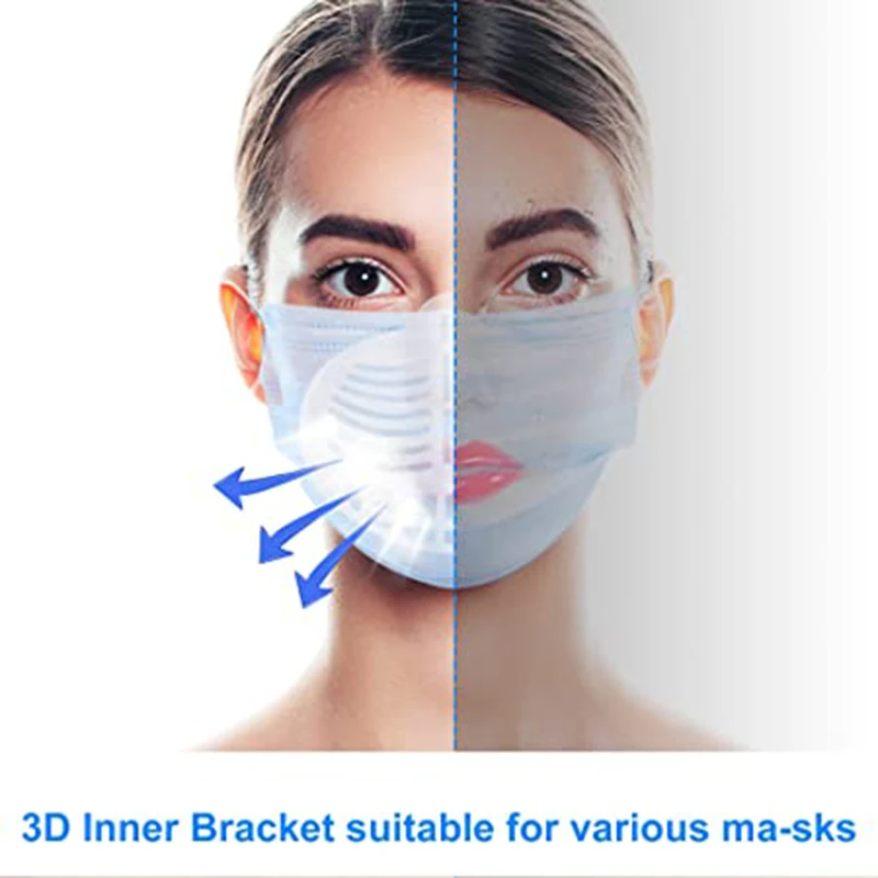 Face Lipstick Protector Mask Inner Bracket 3D Comfort Breathable Reusable Silicone Support Frame can | Красота и здоровье